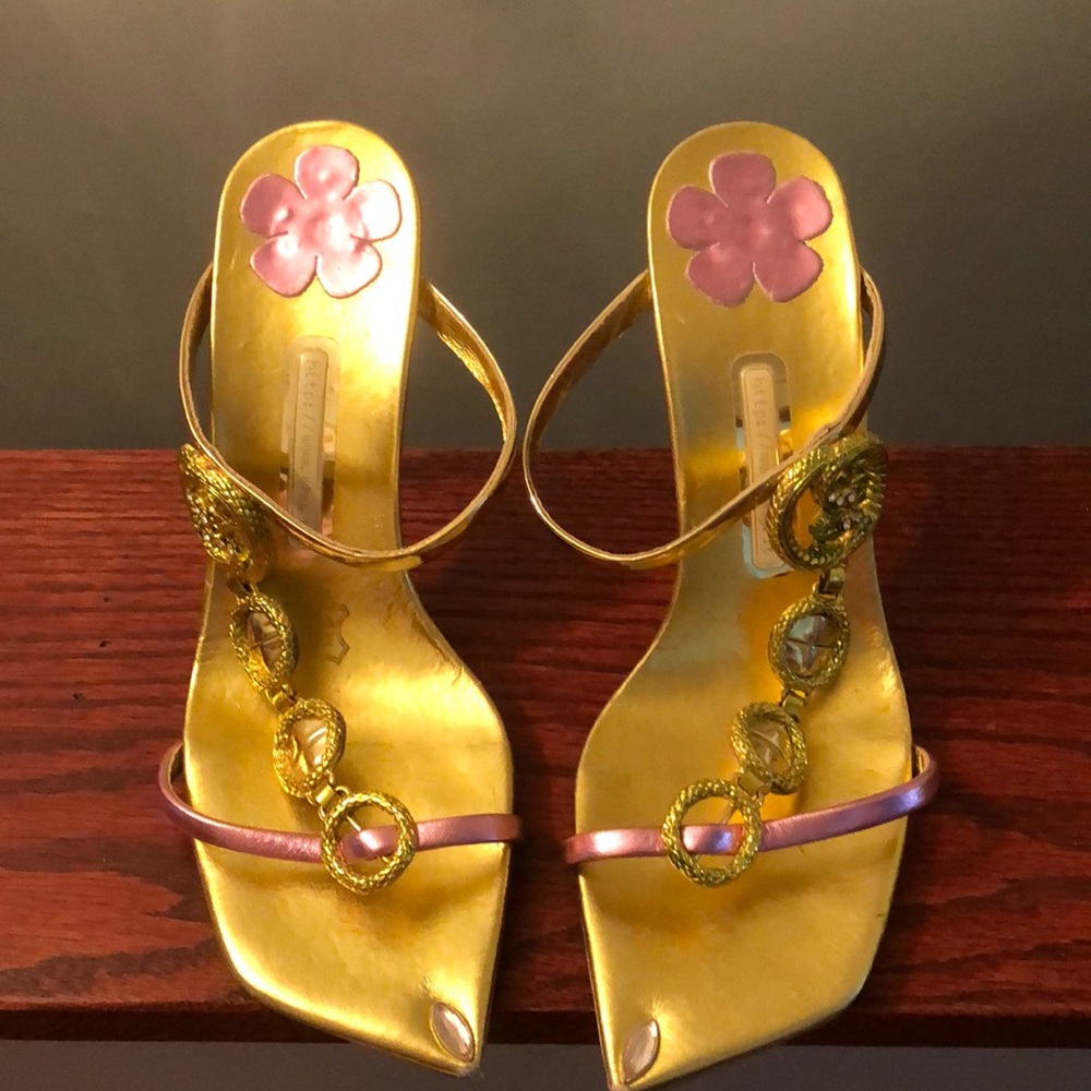 Gold and pink stiletto heels